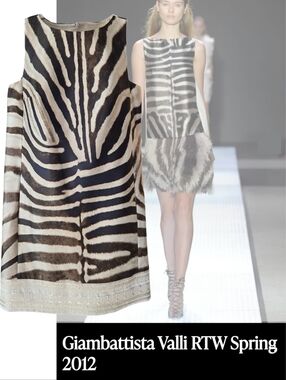 GIAMBATTISTA VALLI Brown Zebra Gold Brocade Sleeveless Shift Taffeta Dress Sml